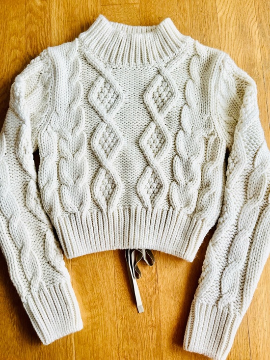 Zara Sweaters - Zara Cream Cable Knit Cropped Turtleneck Sweater